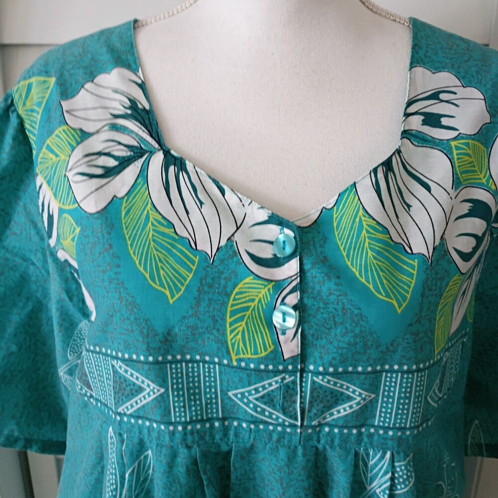 Anthony Richards Hawaiian Print Short Sleeve Muumuu Housedress Pockets XL - Picture 2 of 7